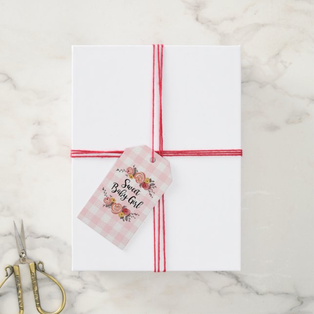 Sweet Baby Girl Baby Dusche Geschenkanhänger (Mit Garn)