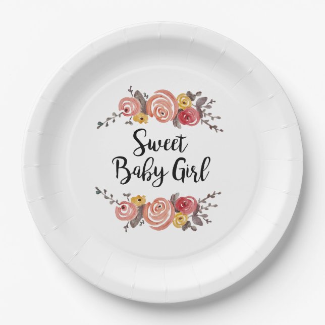 Sweet Baby Girl Baby Dusche Pappteller (Vorderseite)