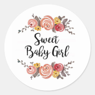 Sweet Baby Girl Baby Dusche Runder Aufkleber