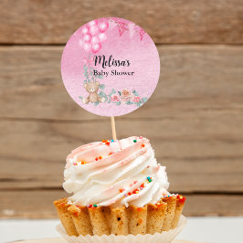Sweet Baby Girl Ballon Eucalyptus Cupcake Topper Runder Aufkleber