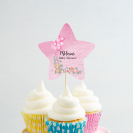 Sweet Baby Girl Ballon Eucalyptus Cupcake Topper Stern-Aufkleber