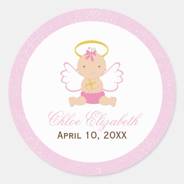 Sweet Baby Girl Baptisse Runder Aufkleber (Vorderseite)