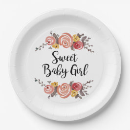 Sweet Baby Girl Blume Malerei Pappteller