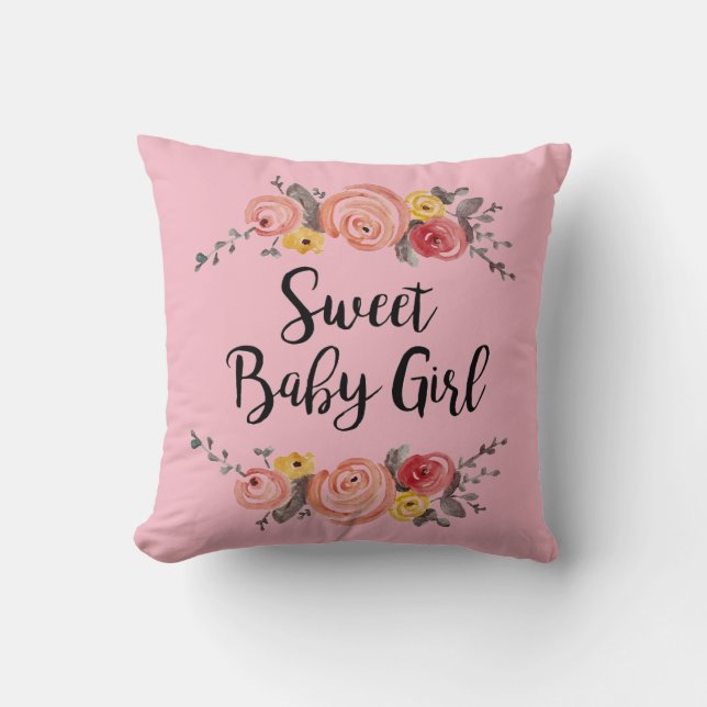 Sweet Baby Girl Blumenwirbel Kissen (Vorderseite)