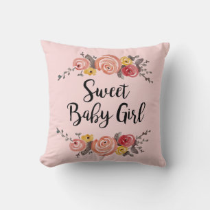Sweet Baby Girl Blumenwirbel Kissen