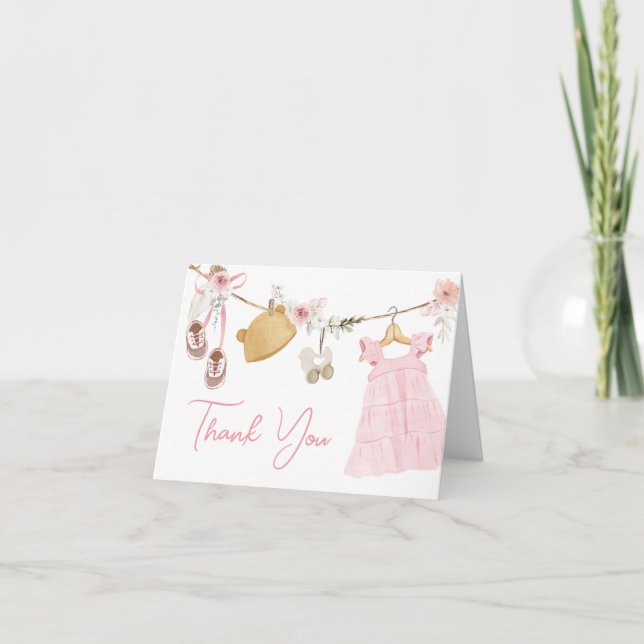 Sweet Baby Girl Boho Kleidung Babydusche Dankeskarte (Vorderseite)