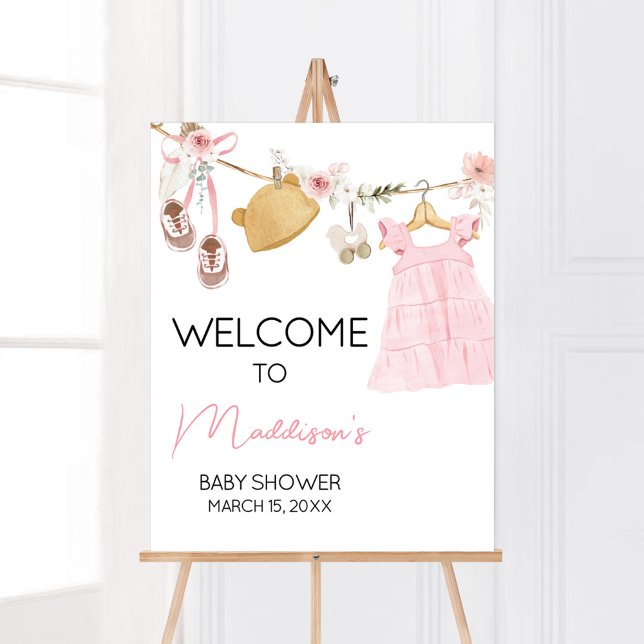 Sweet Baby Girl Boho Kleidung Babydusche Willkomme Poster (Sweet Baby Girl Boho Clothes Baby Shower Welcome Sign)