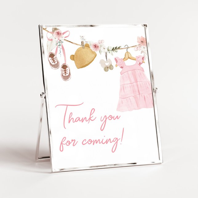 Sweet Baby Girl Boho Kleidung Danke Karte Poster (Sweet Baby Girl Boho Clothes Baby Shower Thank you for Coming Sign)