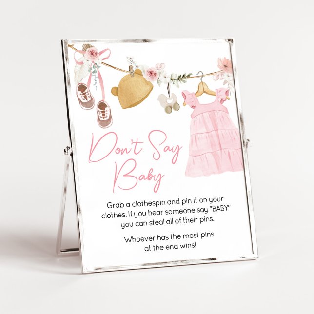 Sweet Baby Girl Boho Kleidung Sage kein Baby Poster (Sweet Baby Girl Boho Clothes Baby Shower Don't Say Baby Sign)