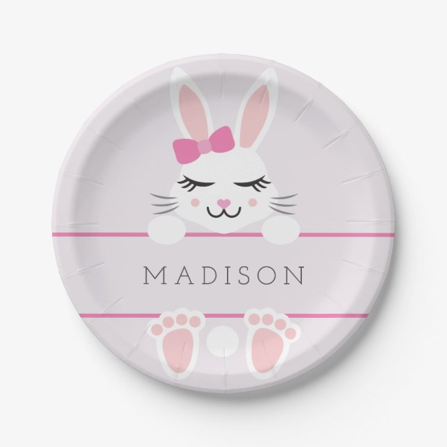 Sweet Baby Girl Bunny Personalisiert Pappteller (Vorderseite)