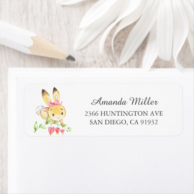 Sweet Baby Girl Bunny Return Address Label (Insitu)