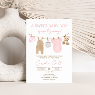 Sweet Baby Girl Clothesline Babydusche Einladung