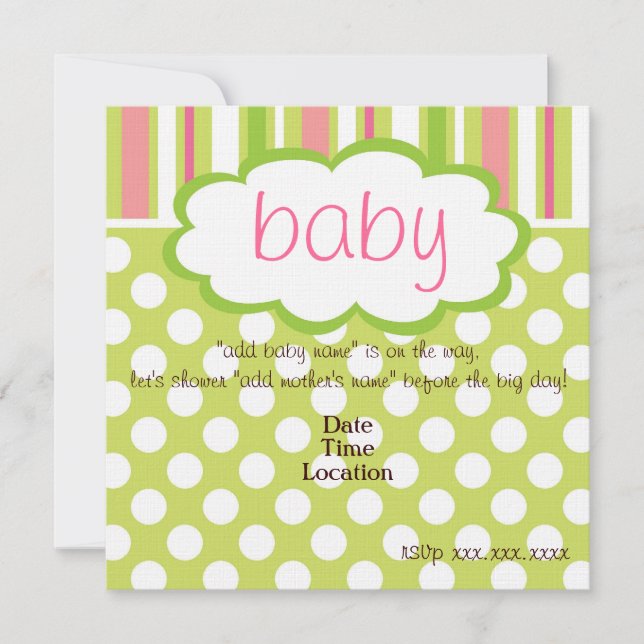 Sweet Baby Girl Dusche Einladung (Vorderseite)