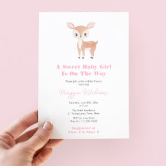 Sweet Baby Girl Fawn Baby Dusche Party Einladung