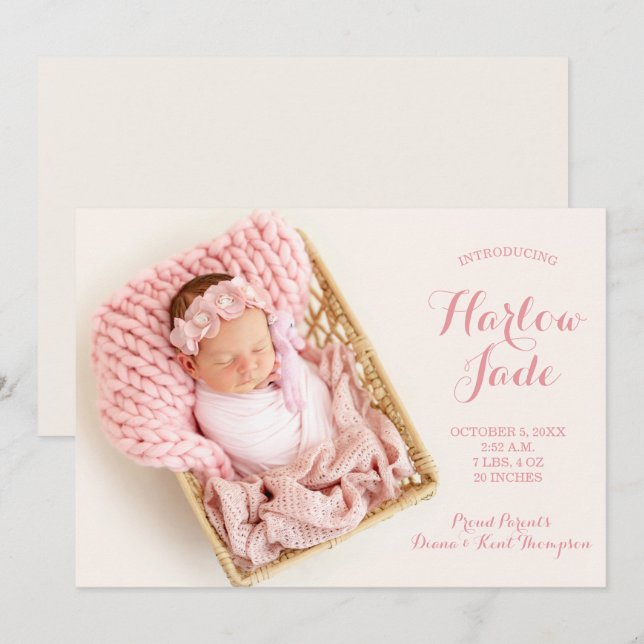 Sweet Baby Girl Foto Geburtshinweise (Vorne/Hinten)