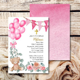 Sweet Baby Girl Pink Balloon Erste heilige Kommune Einladung