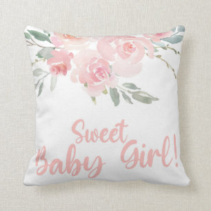 Sweet Baby Girl pink blühende Baby Duschkissen. Kissen