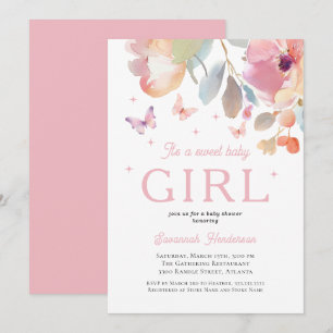 Sweet Baby Girl Pink Floral Baby Dusche Einladung