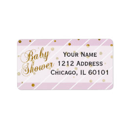 Sweet Baby Girl Pink & Gold Confetti | Babydusche Adressaufkleber