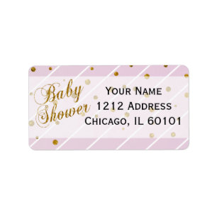 Sweet Baby Girl Pink & Gold Confetti   Babydusche Adressaufkleber