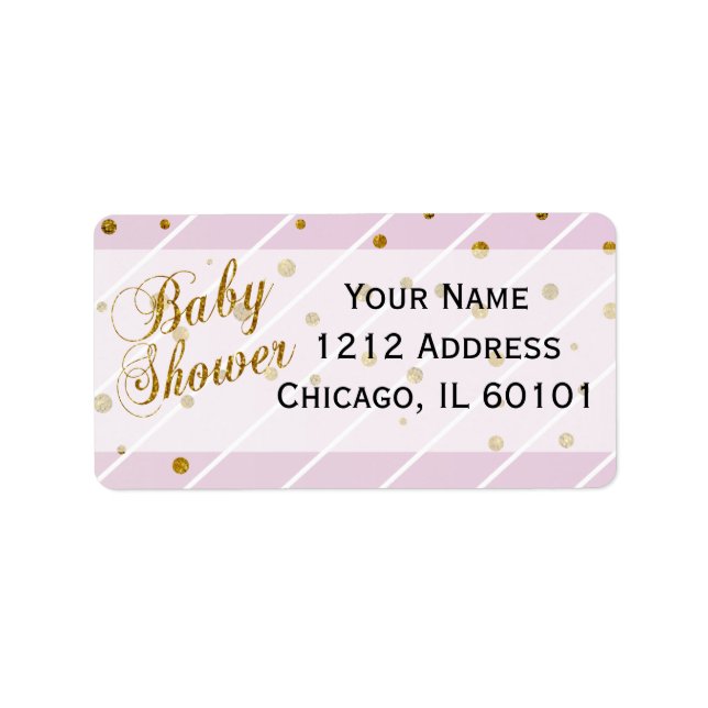 Sweet Baby Girl Pink & Gold Confetti | Babydusche Adressaufkleber (Vorne)