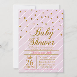Sweet Baby Girl Pink & Gold Confetti | Babydusche Einladung