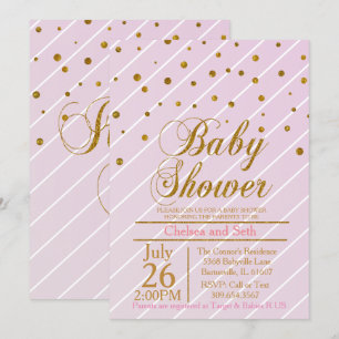 Sweet Baby Girl Pink & Gold Confetti   Babydusche Einladung