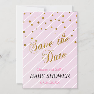 Sweet Baby Girl Pink & Gold Confetti   Babydusche Magneteinladung
