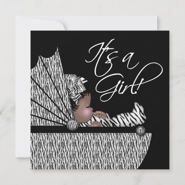 Sweet Baby Girl Zebra Baby Dusche Einladung (Vorderseite)