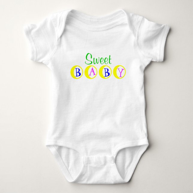 Sweet Baby Green Yellow Blue Pink Baby Strampler (Vorderseite)