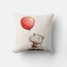 Sweet Baby Hippo mit Red Balloon Kissen