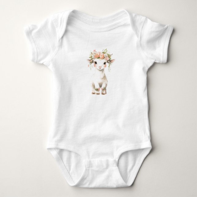 Sweet Baby Lamb Sheep mit Blume Strampler (Vorderseite)