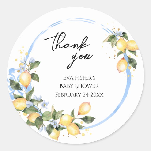 Sweet Baby Lemon Babydusche Danke Sticker (Vorderseite)