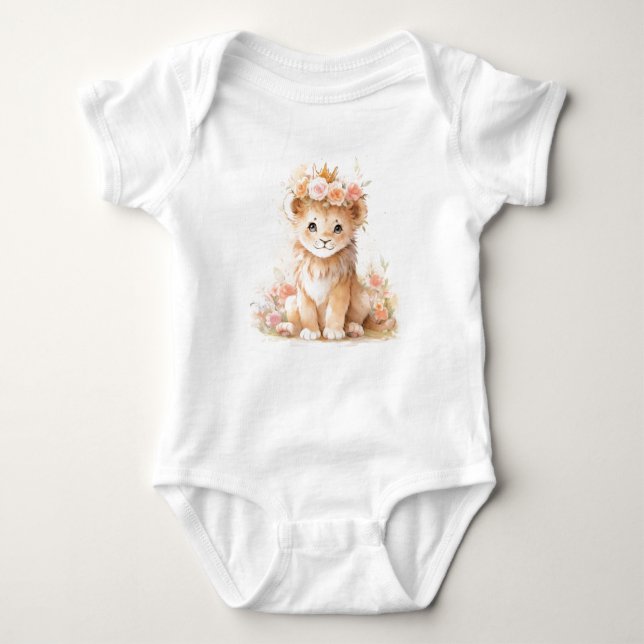 Sweet Baby Lion Lioness Cube mit Blume Baby Strampler (Vorderseite)