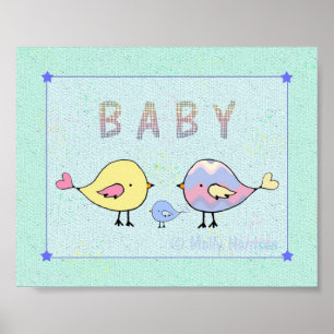 Sweet Baby Love Birds Kinderzimmer Print Poster