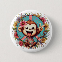 Sweet Baby Peace Monkey Button