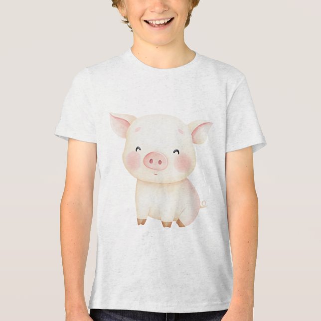 Sweet Baby Pig Illustration  Tri-Blend Shirt (Vorderseite)