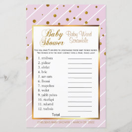 Sweet Baby Pink & Gold Baby Dusche - Word Scramble