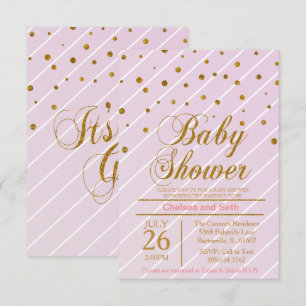 Sweet Baby Pink & Gold Confetti   Babydusche Einladung