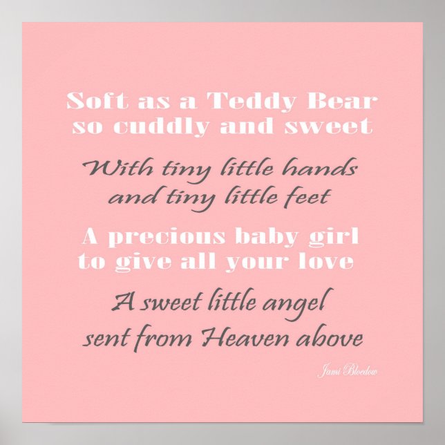 Sweet Baby pink Kinderzimmer Wand Babydekor Poster (Vorne)