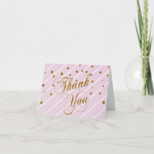 Sweet Baby Pink und Gold Confetti Dankeskarte