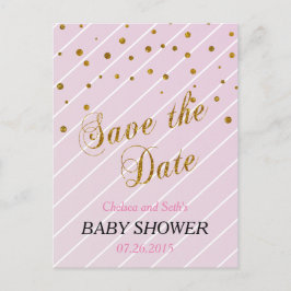 Sweet Baby Pink und Gold Confetti Einladungspostkarte
