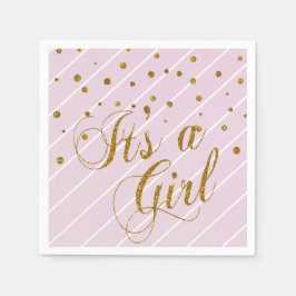 Sweet Baby Pink und Gold Confetti Serviette