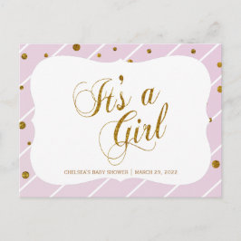 Sweet Baby Pink und Gold Confetti - UAWG 2 Einladungspostkarte