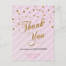 Sweet Baby Pink und Gold Confetti - Vielen Dank Postkarte