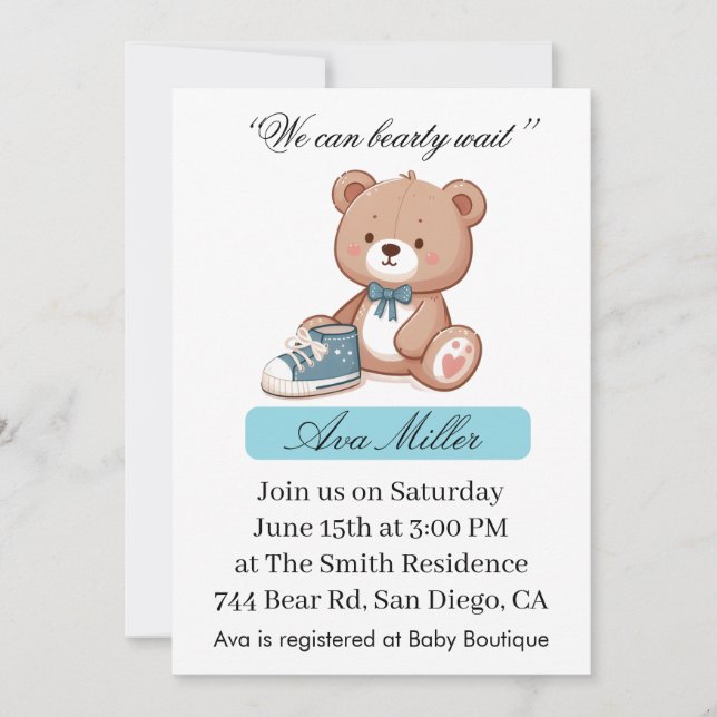 Sweet Baby Shower Invitation | Cute Bear Theme (Devant)