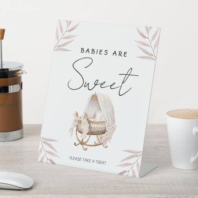 Sweet Baby Shower Treats Sign Elegant Dusty Pink  Sockelschild (In SItu)