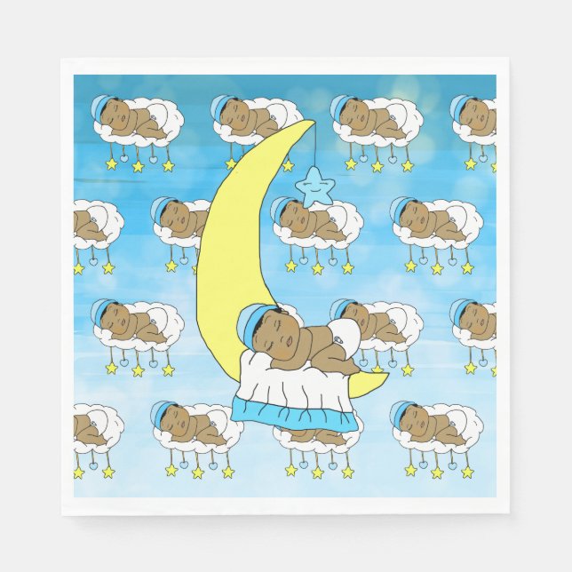 Sweet Baby Sleeping on Moon Ethnic Serviette (Vorderseite)