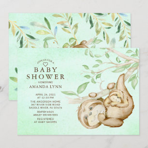 Sweet Baby Sloth Neutral Baby Dusche Einladung