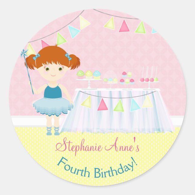 Sweet Ballerina Cupcake Celebration Runder Aufkleber (Vorderseite)